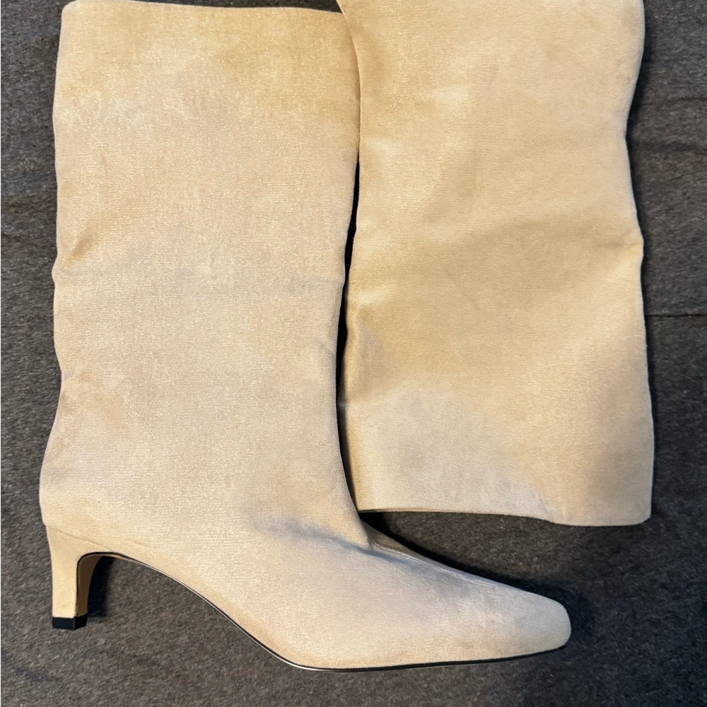 Elegant Cream Women's Heeled Boots
